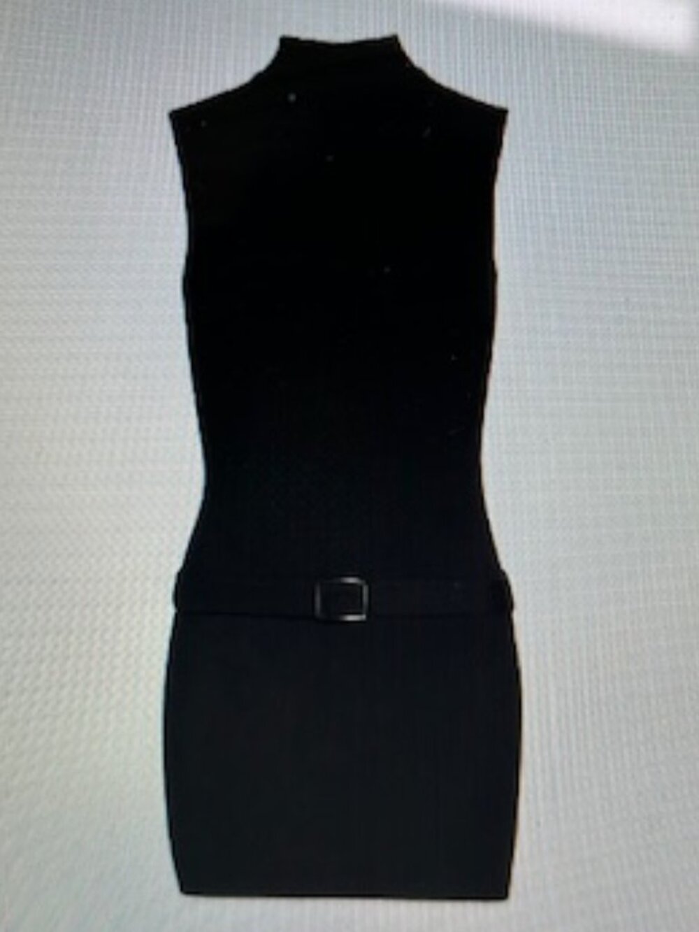 Reformation Black Sleeveless Mock Turtleneck Jemma Belted Knit Minidress